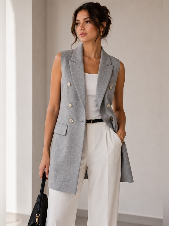 Club Monaco Jackets & Blazers - Club Monaco Grey Double Breasted Long Vest Blazer Tailored XS